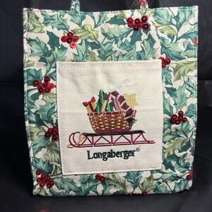 Longaberger Basket Christmas Holly Canvas Tote Bag